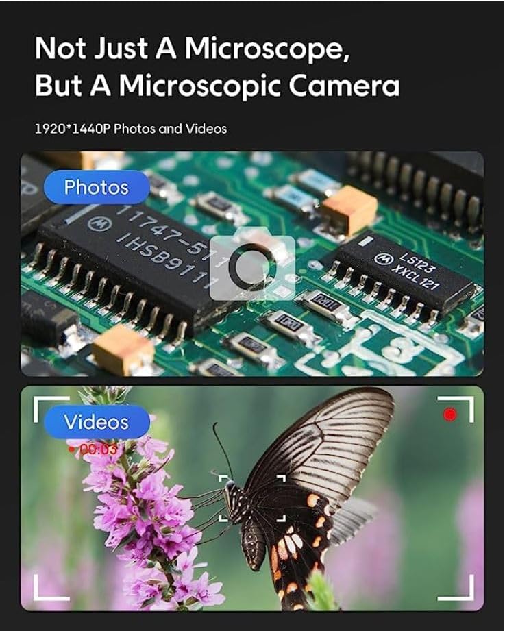 KEEMIKA USB Digital Microscope, 50x-1600x Magnification Handheld, 1920P HD 8 LED Lights, Portable Pocket Microscope, Compatible with iOS and Android Devices, +2MP Magnifier Microscopes Camera - Image 2